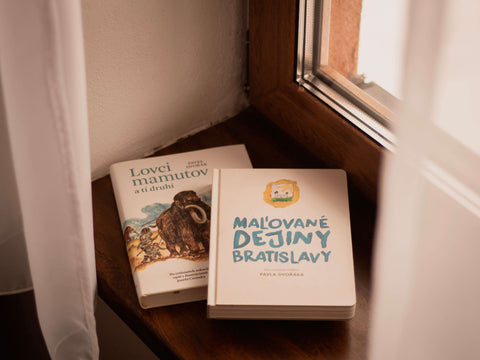 História pre mladších; balík dvoch kníh: Maľované dejiny Bratislavy a Lovci mamutov a tí druhí